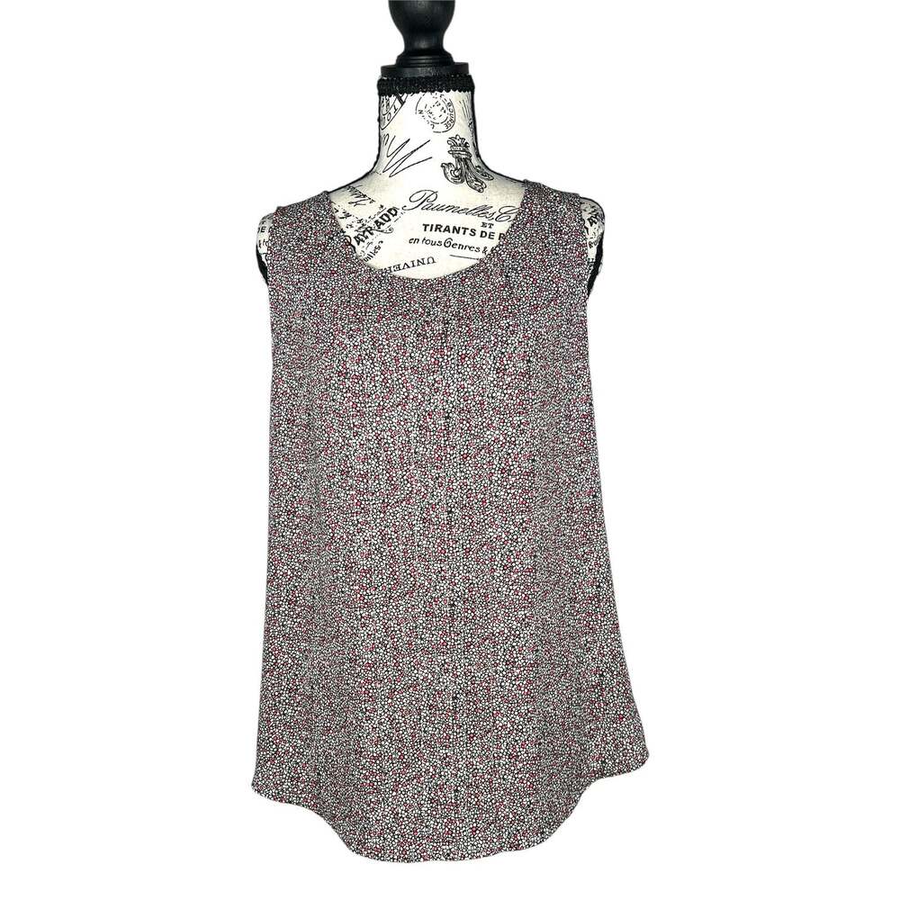 Ann Taylor Factory (M) Pebble Dot Pattern Pleat Front Mixed Material Media Tank